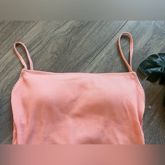Garage denim ribbed one piece swimsuit in peach. Size M NWOT! - Picture 2 of 9